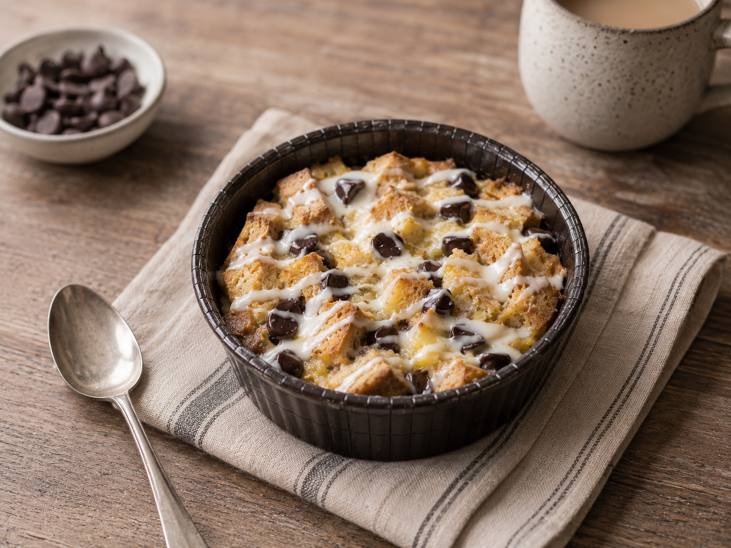 Chocolate chip bread pudding